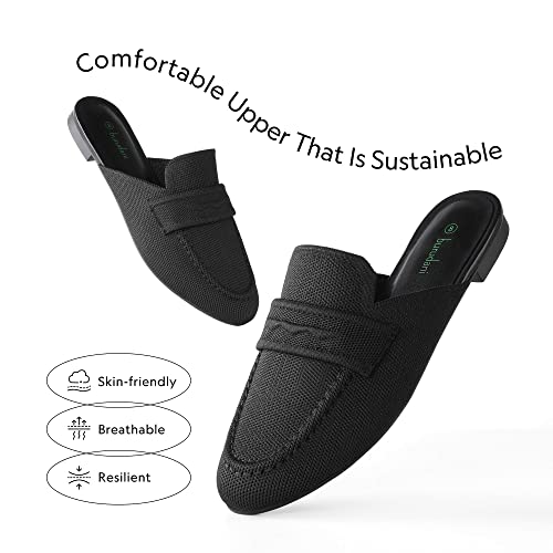 Burudani Women's Sbdml2302W Knit Mules Comfortable Round Toe Casual Slip On Mules For Women Flats, Black, Size 7 #TOP1
