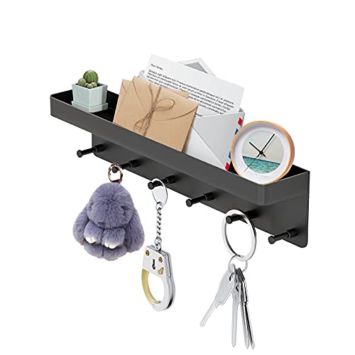 BHeadCat Multifunktionaler Schlüsselhaken mit Ablagefach Wandmontage Schlüsselorganizer Bohrfrei Innovativer Schlüsselhalter für hinter der Tür für Schlafzimmer Wohnzimmer Schwarz Cover