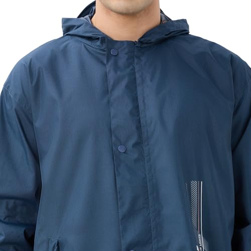 Image of Citizen Designer Rain Suit for Men, Special Slub Rubberized Fabric, Heavy PVC Coating, Heavy Duty Zipper, Reflective Back Print, Inbuilt Cap, Elastic Cuff, Designer Tapping Series
