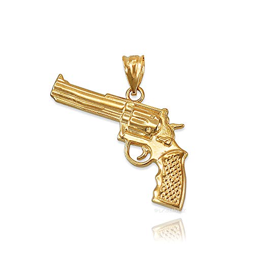 La Blingz 10K Yellow Gold Revolver Pistol Gun Pendant Necklace (Pendant Only) #TOP9