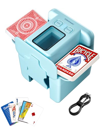 colorsmoon Automatic Card Shuffler - 4 Deck USB-C Rechargeable (Blue)