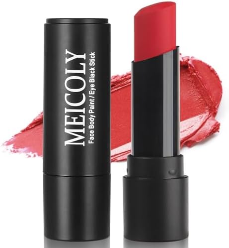 MEICOLY Red Eye Black Stick,Waterproof Eye Black Baseball Softball Football Lacrosse,Red Face Body Paint Stick for Halloween SFX Cosplay Corpse Devil Clown Makeup