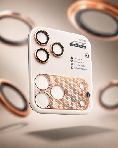 Image of Camera Lens Protector Combo for iPhone 17 Pro Orange HD Clear 9H Tempered Glass Heavy Duty Camera Protector Scratch Resistant Camera Armor Ring Case Friendly Waterproof Camera Guard