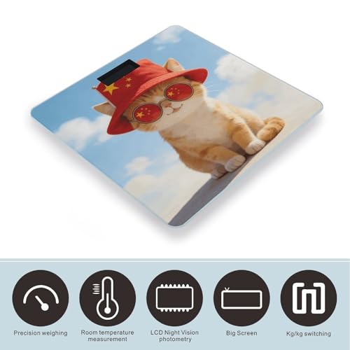 Báscula Digital de Baño con Diseño de Gato con Sombrero Patriótico miniatura 3