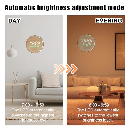 Horloge numérique murale LED avec télécommande pour grand salon - 6