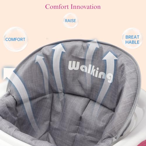 Image of Little Olive Baby Walker for Kids | Adjustable Height Baby Walking Support with Interactive Activity Toy Tray, Comfortable Padded Seat & Smooth Multi-Directional Wheels | Walker for Baby Boys & Girls - Pink
