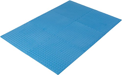 AmazonBasics EVA Foam Interlocking Exercise Gym Floor Mat Tiles - Pack of 6, 24 x 24 x .5 Inches, Blue