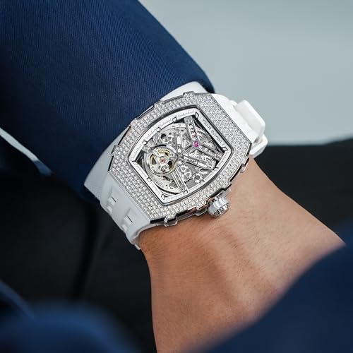 Image of TSAR BOMBA Mens Luxury Watch Automatic Watches for Men 50M Waterproof Japanese Mechanical Movement Tonneau Stainless Steel Case Sapphire Glass Big Face Cool Unique Fashion Gift Men