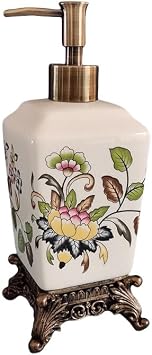 Kitchen Decor,Ceramic Soap Dispenser Vintage Elegant Lotion Bottle Handmade Flowers Lotion Dispenser Boho Decorative Kitchen Liquid Dispenser Bathroom Artistic Home Decor Claire