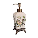 Kitchen Decor,Ceramic Soap Dispenser Vintage Elegant Lotion Bottle Handmade Flowers Boho Decorative Liquid Bathroom Artistic Home Decor Claire(Claire)