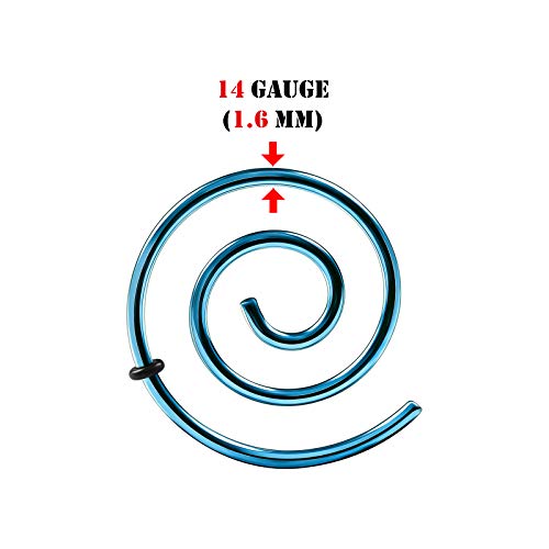 BIG GAUGES Pair of Surgical Steel Anodized 14gauges 1.6 mm Light Blue Spiral Expander Ear Plugs Piercing Stretcher Lobe Earring BG2816 - Thumbnail 2