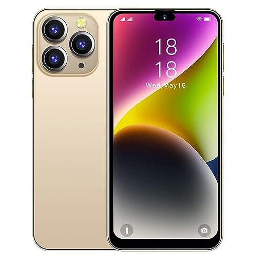 McMgc i15Pro Max Téléphone Portable Débloqué, 6,3 Pouces Waterdrop Android 9.0 Smartphone Pas Cher, 16Go ROM/128GB Extensible, Dual SIM, Face ID,3850mAh Batterie (i15Pro Max-Golden)