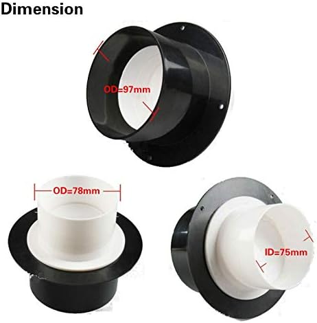 Miniatura 3 de Válvula de retención para ventilador de escape, válvula de amortiguador de aire HVAC de diámetro variable de 100 a 802.953 in para ventiladores