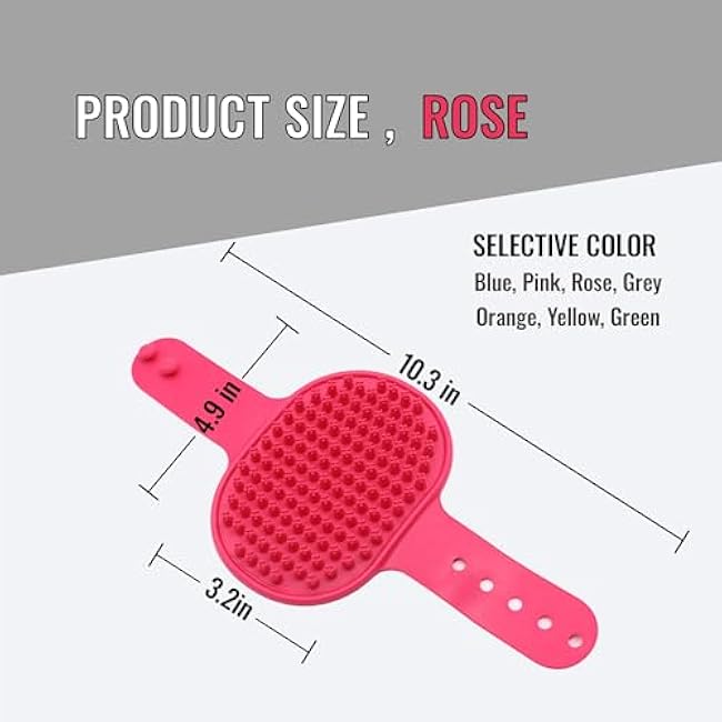 Silicone Dog Bath Brush, Soft Self Grooming Cat Brushes for Indoor Cats, Multi-Functional Wet & Dry Usage Pet Corner Scratcher for Bathing, Massage & Hair Cleaning, Rose*2PCS-CEyqK7lM