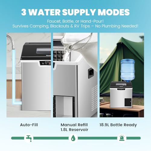 Huanyu Commercial Ice Maker Ice Crusher 2-in-1 Ice Maker and Shaver Machine, 20kg/Day High Output, 3 Water Supply Modes, Adjustable Ice Thickness, Automatic Self-Cleaning - Image 5
