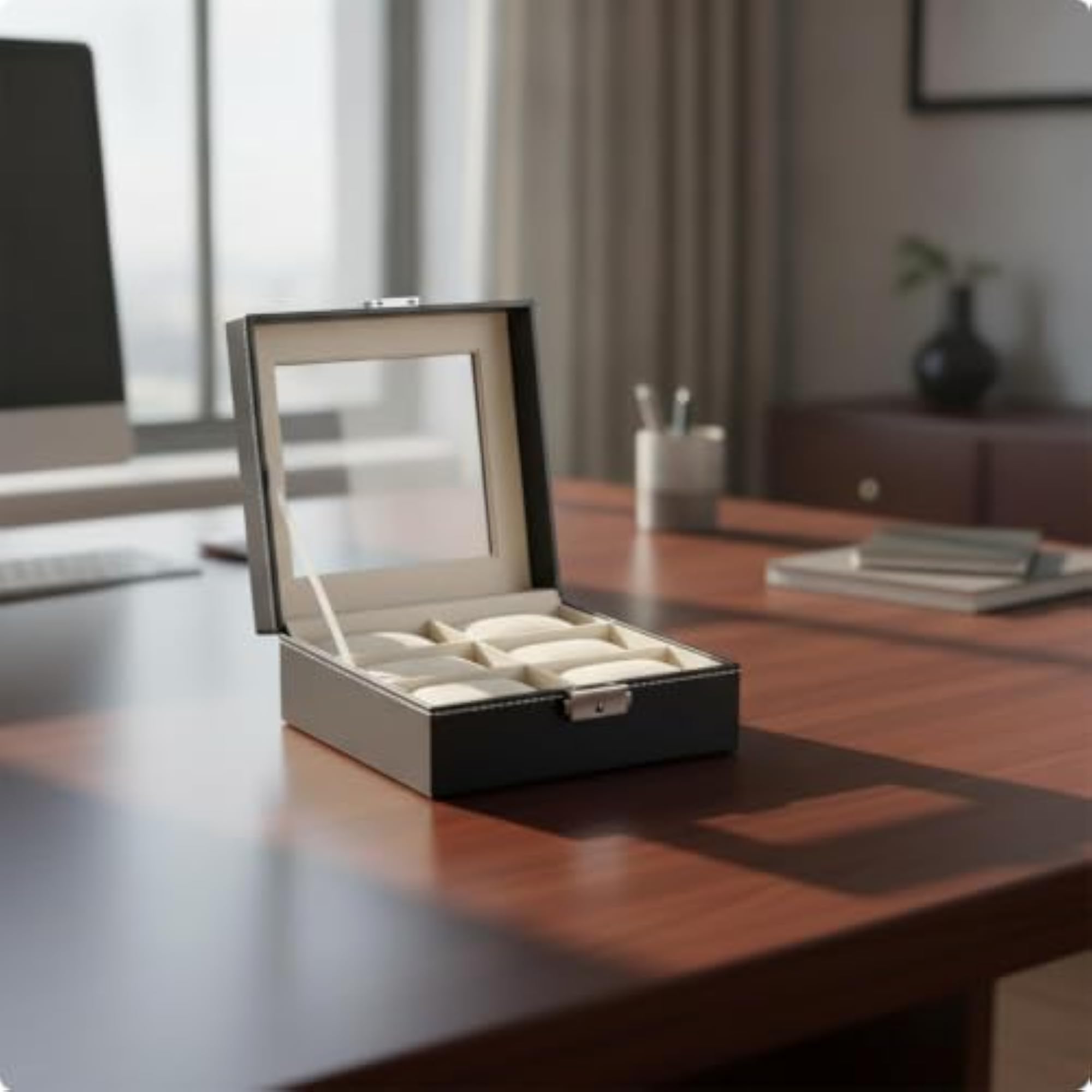 Elegant Watch Display Box with Clear Lid