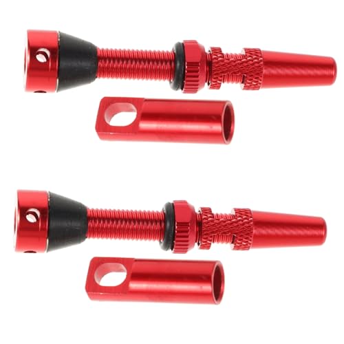 OHPHCALL 40mm Red French Vacuum Valve Set for Bicycle Aluminum Alloy Tubeless Tire Valve Kit Quick Install