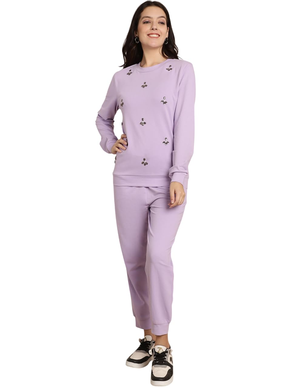 Stylish Womens Polycotton Solid Long Sleeves Round Neck Regular Fit Co-ord Set | Lightweight & Breathable Fabric | Sweatshirts & Jogger Set-image-28