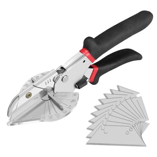 Miter Shear & Cutting Tool - 45-135 Adjustable Angle with 10 Sharp Blades for Woodworking DIY Projects Home Repairs | Durable Design Rust-Resistant Easy to Use