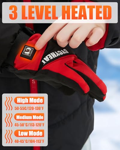 Cycyheat Kids Heated Gloves - Boys And Girls Waterproof Ski Heating Gloves With 2Pcs Dc 2700Mah Battery thumb #1