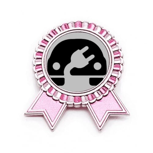 Broche Plus Minus rose en métal M | Bijou écologique Energy Vehicles Protect Environment
