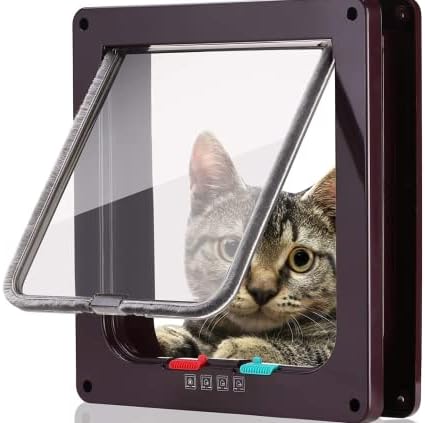 Pet Door for Cats and Dogs 4-Way Locking Extra Large Cat Door for Indoor Outdoor Doors