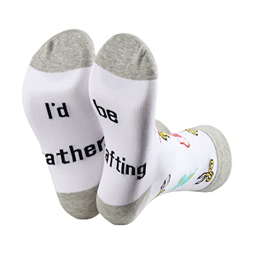 MBMSO 2 Pairs I'd Rather be Crafting Socks Crafty Gifts for Women Funny Crafting Gifts for Crafting Lover Crafter Gifts Socks2