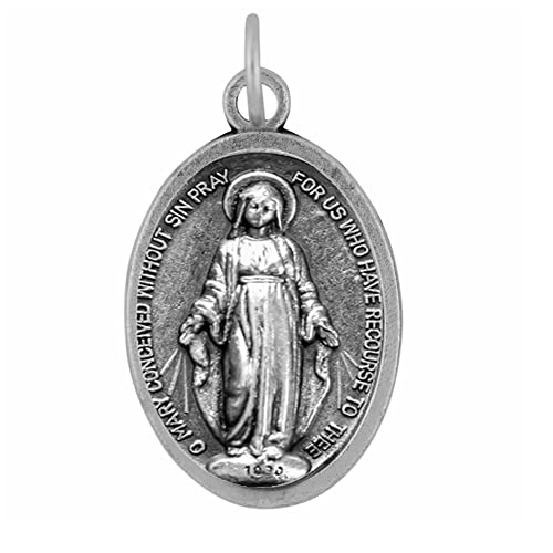 Blessed By Pope Francis Miraculous Medal Silver Oxidized