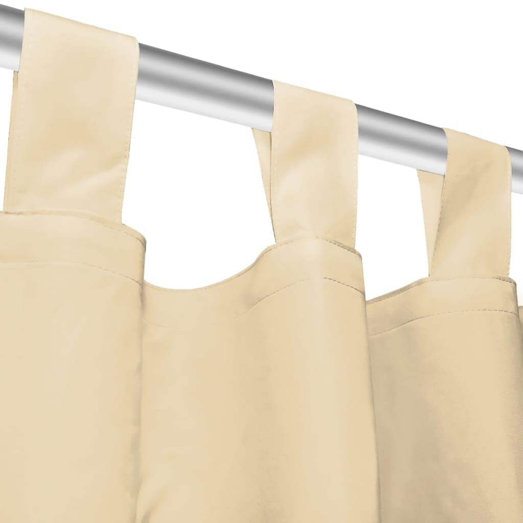 Mikro-Satin Vorhänge 2er Set mit Schlaufen 140x225 cm Beige – Blickdichte Gardinen für Wohnzimmer und Schlafzimmer