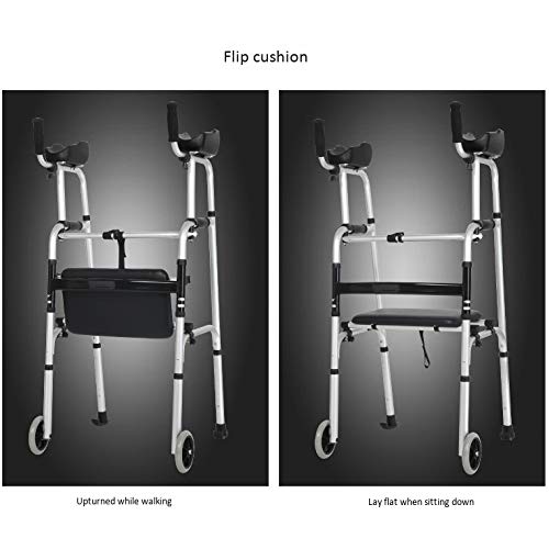 Gaofan Healthcare Height Adjustable Folding Lightweight Aluminium Rollator Walking Frame With Wheels,With Seat,Cane Holder And Locking Brakes Handle,Mobility Walking Aid #TOP2