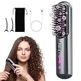 Brosse lissante sans fil, portable et pratique pour les voyages, rechargeable par USB, 9 600 mAh, ion négatif, chauffante, pour femmes et hommes (gris)