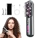 Brosse lissante sans fil, portable et pratique pour les voyages, rechargeable par USB, 9 600 mAh, ion négatif, chauffante, pour femmes et hommes (gris)