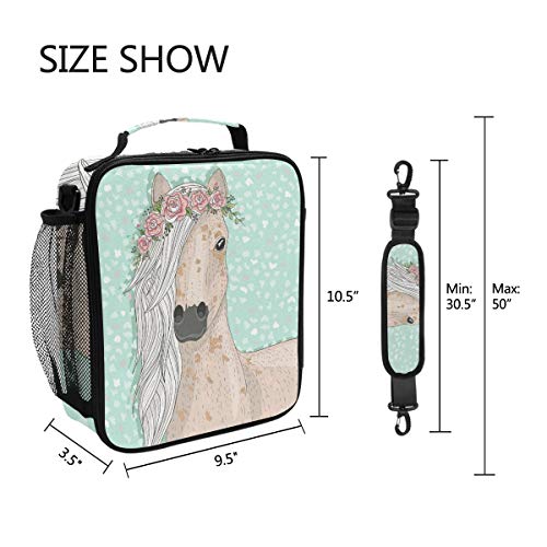 Senya Insulated Lunch Box Horse Flower Large Lunch Bag Warmer Cooler Meal Prep Lunch Tote With Shoulder Strap For Women Boys Girls #TOP4