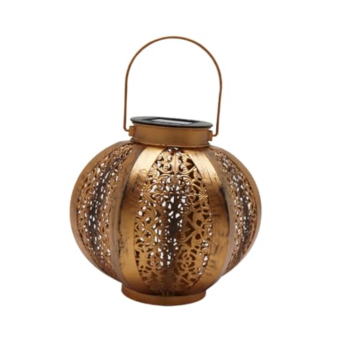 Lanterne solaire extérieure en fer citrouille suspendue lumineuse pour jardin