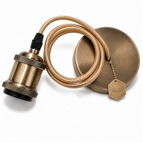 Image of Xiciki E27 Ceiling Light Fitting Antique Brass Pendant Lamp Holder