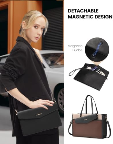 LOVEVOOK Laptop Tote Bag Women 2-in-1 Work Purse Computer Briefcase Handbag — view 3
