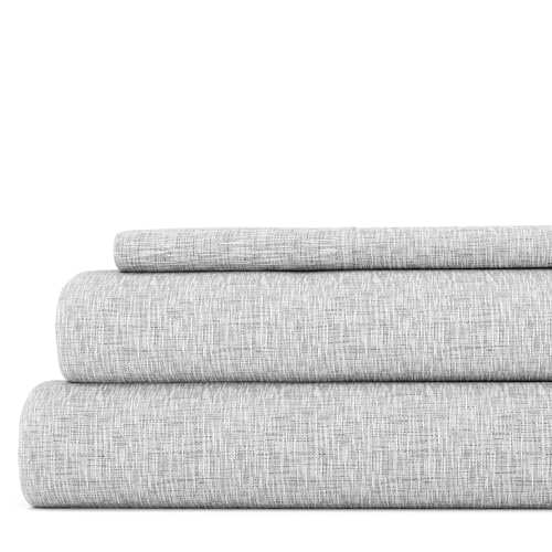 Linen Market 4 Piece Queen Bedding Sheet Set (Light Gray Chambray) - Sleep Better Than Ever with These Ultra-Soft & Cooling Bed Sheets for Your Queen Size Bed - Deep Pocket Fits 16" Mattress