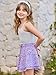 Girls Floral Skirts Kids Fashion Elastic High Waist Ruffle Flowy Shorts with Drawstring 5-14 Years Purple