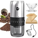 CIRCLE JOY 電動コーヒーミル 低速研削 熱を発生しないセラミック研削コア コーヒー豆用ポータブル充電式プロペラグラインダー 厚さを外部で調整する ワンクリック操作 お手入れ簡単 コーヒードリッパー Vシェイプ 60フィルターペーパー50枚入