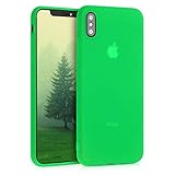 kwmobile TPU Silicone Case for Apple iPhone Xs Max - Soft Flexible Shock Absorbent Protective Phone Cover - Neon Green