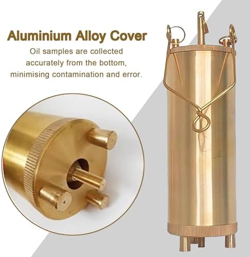 Brass Fuel Tank Bottom Sampler - Industrial Oil Sampling Kit with Bottles for Small, Medium & Large Oil Analysis - Essential Tool for Factories and Oil Quality Testing