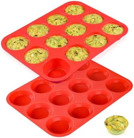 CAKETIME 12 Cups Silicone Muffin Pans for Baking - Regular Size C...
