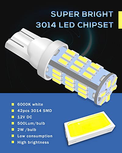 Qoope 921 Rv Interior Led Light Bulbs, T10 912 194 Led Camper Light Replacement Bulbs For Rv Car Dome Map Door License Plate Trailer Backup Reverse Lights, White 42-Smd Super Bright (Pack Of 10) #TOP2