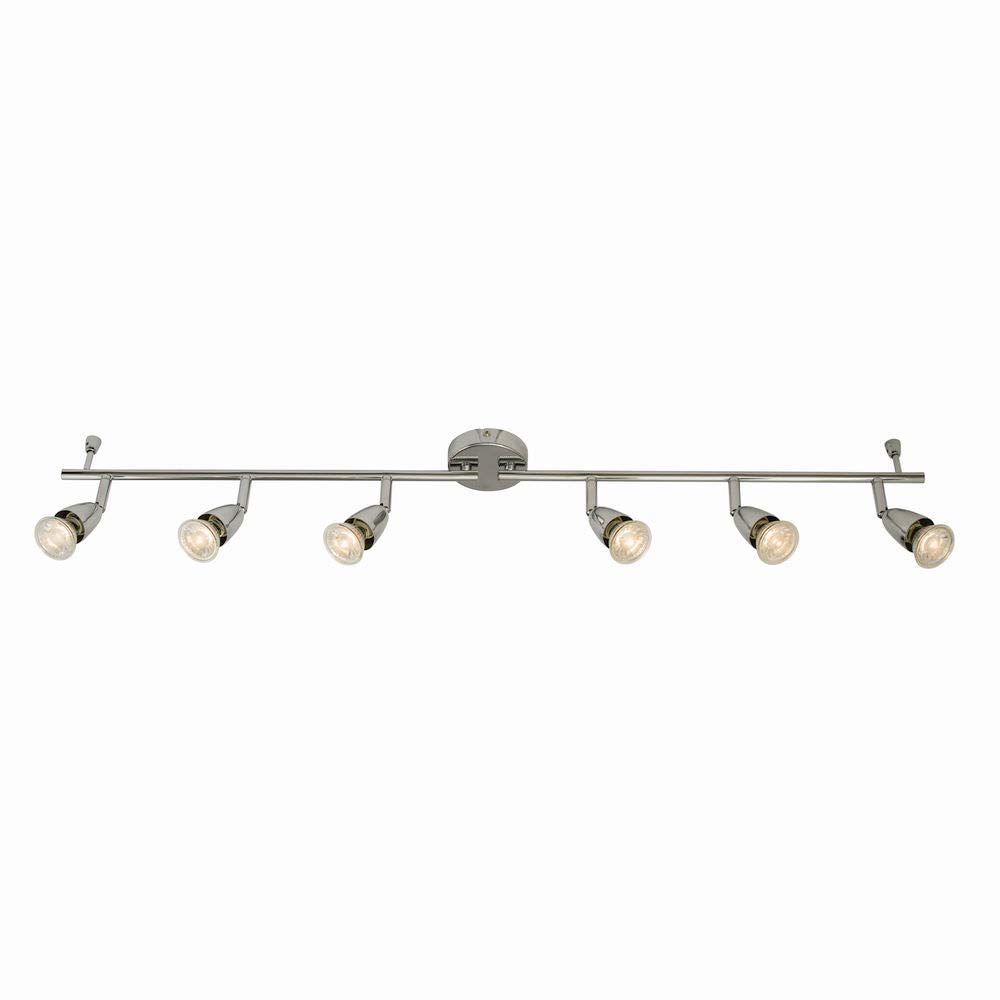 Ceiling 6 Light Spotbar Fitting - 2 Individualy Adjustable Bars with 3 Fully Adjustable Spotlights Each Chrome LED Compatible Dimmable