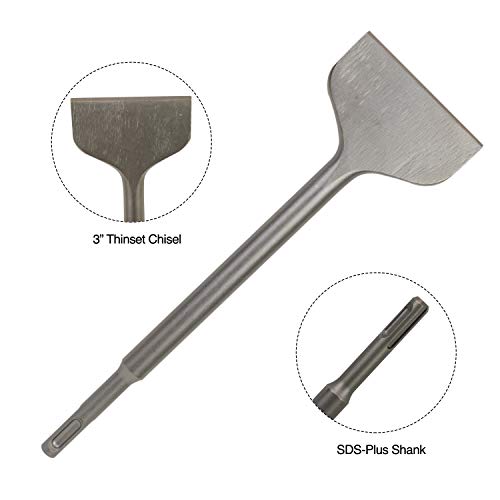 Sabre Tools SDS Plus 4-Piece Chisel Set, Thinset Scraping Bit 3” x 10” Thinset Scaling Chisel, Point Chisel, Flat Chisel, Wide Chisel - SDS Chisel Bits for Hammer Drills – Tile Removal by Sabre Tools - Image 6