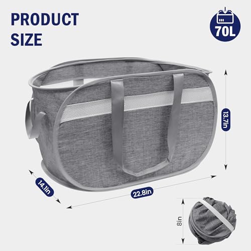 Collapsible Laundry Baskets, Foldable Tear Proof Pop Up Hamper with Reinforced Carry Handles, Durable Laundry Hamper for Home, Laundry, Bathroom, Dorm or Travel (Grey) - Image 4