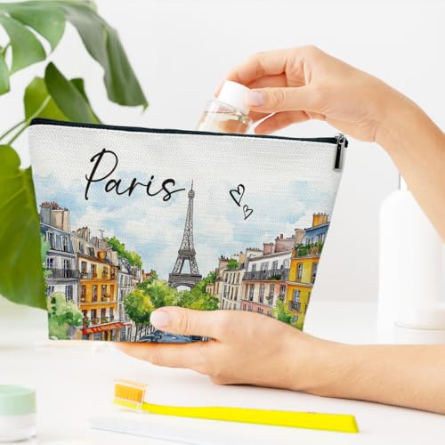 Paris Travelling Gift Makeup Bag, City Travel Cosmetic Bag for Purse, Watercolor Gifts, Paris Souvenir, Trip Favors for Traveller, Travelling Lovers, City Themed Organizer4