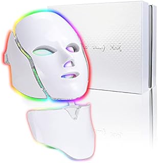 Led Face Mask Light Therapy - 7 Color Photon Blue & Red Light Maintenance Skin Rejuvenation Facial Skin Care Mask, Home Skin Care Mask for Face and Neck