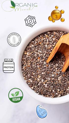 Image of Organic Munch Chia Seeds 500g- Pure and Clean, Seeds for Weight Management Rich in Calcium, Fiber, Protien, Rich Antioxident