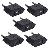 JORINDO (Black-5pcs) EU to US,European Travel Convert Plug，CN/US 2 Holes to EU 2 Cylindrical Plug，CN US to EU Plug Adapter AC Converter American China to EU Euro Europe Travel Power Adapter